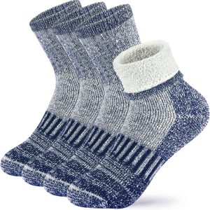 Kids Wool Socks Boys Thick Thermal Hiking Socks Girls Warm Winter Crew Boot Socks Gifts 4 Pairs 4-12 Years